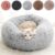 Cat Beds for Indoor Cats – Cat Bed Washable 20/24 inches, Dog Beds for Small Medium Dogs, Anti Anxiety Round Fluffy Plush Faux Fur Cat Bed, Thick Bottom (Light Grey, Medium)