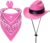 Fumwase Pet Cowboy Costume Halloween Costumes for Dogs Cat Puppy Hats with Bandana Scarf Cowboy Costume Accessories Dog Cat for Party Festival and Daily Wearing (Pink hat + Pink, Small)