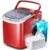 Countertop Portable Ice Maker Machine with Handle, 9 Bullet-Shaped Ice Cubes Ready in 6 Mins, 26Lbs/24H, Self-Cleaning Function with Ice Scoop and Basket for Home/Kitchen/Party (Red)