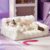 Lesure Orthopedic Cat Couch Bed, Cute Waterproof Cat Sofa with Supportive Egg Foam for Small Medium Dogs & Kittens, Washable Cat Chair with Fluffy Faux Fur Bubble Cover, Non-Slip Bottom, White